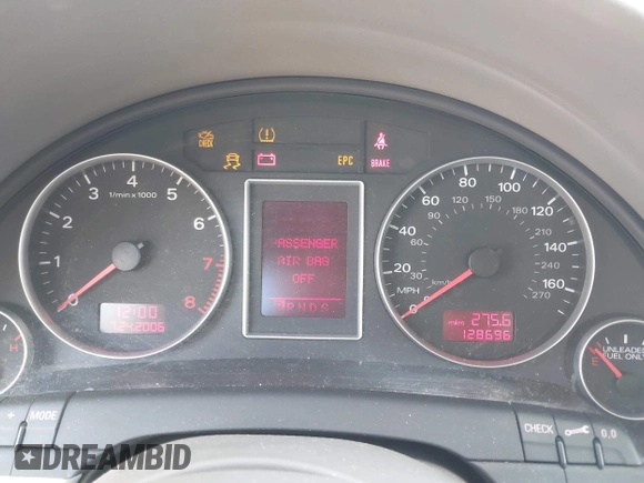 2008 Audi A4 2.0T with VIN WAUAF78E28A041678, listed as a IAAI auction lot 42614609 with 128,696 mi miles and . Bid and sale history available at DreamBid. Image 7.