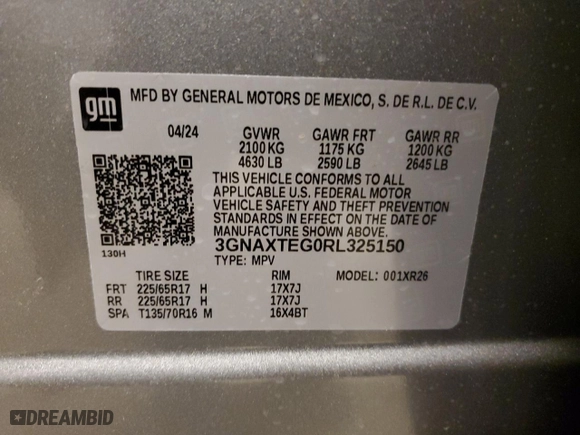 2024 Chevrolet Equinox LT with VIN 3GNAXTEG0RL325150, listed as a Copart auction lot 42561875 with 1,759 mi miles and Salvage Title. Bid and sale history available at carsss.com. Image 12.