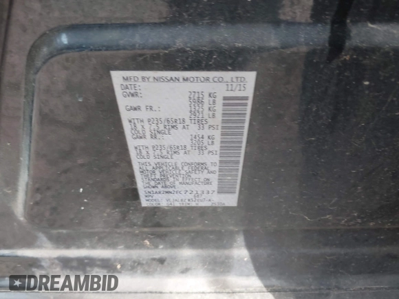 2015 Nissan Pathfinder S with VIN 5N1AR2MN2FC721337, listed as a IAAI auction lot 42120678 with 242,287 mi miles. Bid and sale history available at carsss.com. Image 9.