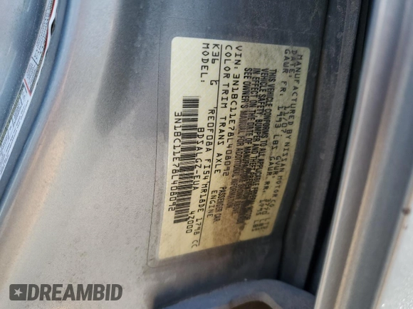 2008 Nissan Versa 1.8 S with VIN 3N1BC11E78L408092, listed as a Copart auction lot 47523565 with 170,580 mi miles and Salvage Title. Bid and sale history available at carsss.com. Image 12.