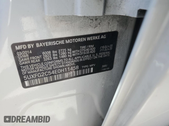 2014 BMW X6 xDrive35i with VIN 5UXFG2C54E0H11458, listed as a Copart auction lot 50292665 with 109,961 mi miles and Salvage Title. Bid and sale history available at carsss.com. Image 13.