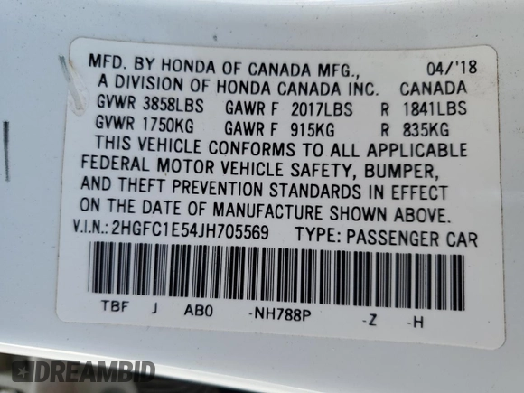 2018 Honda Civic Si with VIN 2HGFC1E54JH705569, listed as a Copart auction lot 49988875 with 76,589 mi miles and Salvage Title. Bid and sale history available at DreamBid. Image 14.