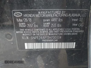 2018 Hyundai Sonata SE z VIN 5NPE24AF1JH700334, wystawiony jako IAAI lot #42261191 z przebiegiem 93 269 mil mil oraz . Historia ofert i sprzedaży dostępna na DreamBid. Obrazek 9.