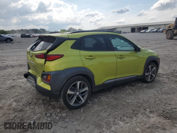 2020 Hyundai Kona Ultimate with VIN KM8K53A50LU480507, listed as a Copart auction lot 62799814 with 19,403 mi miles and Salvage Title. Bid and sale history available at carsss.com. Image 3.