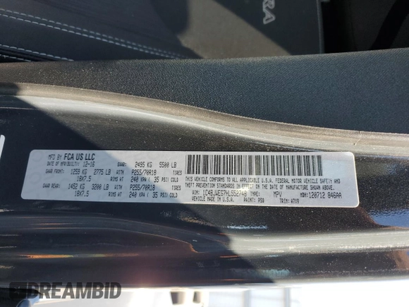 2017 Jeep Wrangler Unlimited Sahara with VIN 1C4BJWEG7HL552748, listed as a Copart auction lot 53086525 with 85,054 mi miles and Salvage title. Bid and sale history available at DreamBid. Image 13.