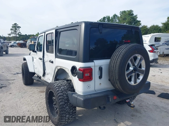2018 Jeep Wrangler Unlimited Sahara z VIN 1C4HJXEG4JW220092, wystawiony jako IAAI lot #40522478 z przebiegiem 90 529 mil mil oraz . Historia ofert i sprzedaży dostępna na DreamBid. Obrazek 3.