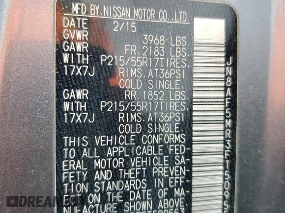 2015 Nissan Juke S with VIN JN8AF5MR3FT509553, listed as a Copart auction lot 50625545 with 156,593 mi miles and Salvage Title. Bid and sale history available at carsss.com. Image 14.