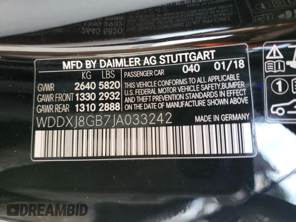 2018 Mercedes-Benz S-Class S 560 with VIN WDDXJ8GB7JA033242, listed as a Copart auction lot 71225604 with 39,259 mi miles and Salvage Title. Bid and sale history available at carsss.com. Image 14.