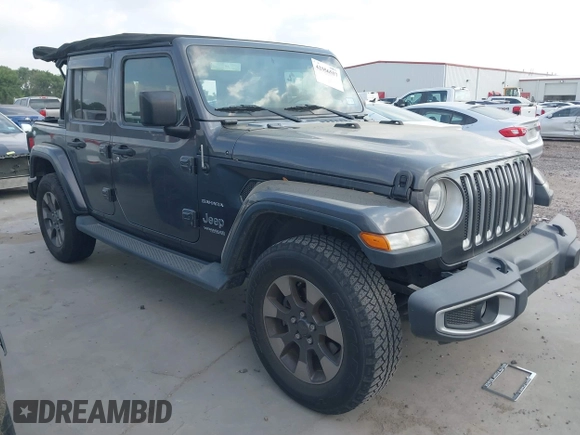 2018 Jeep Wrangler Unlimited Sahara z VIN 1C4HJXEG5JW194523, wystawiony jako IAAI lot #42056557 z przebiegiem 71 141 mil mil oraz . Historia ofert i sprzedaży dostępna na DreamBid. Obrazek 1.