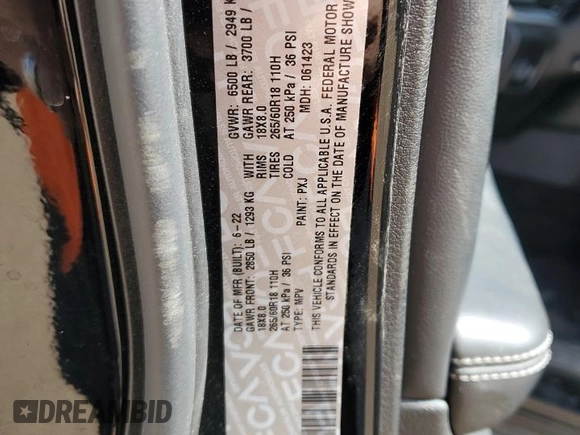 2022 Jeep Grand Cherokee Limited z VIN 1C4RJKBGXN8617361, wystawiony jako Copart lot #48968965 z przebiegiem 42 776 mil mil oraz Czysty tytuł • Clean title. Historia ofert i sprzedaży dostępna na DreamBid. Obrazek 15.