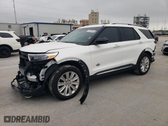 2023 Ford Explorer King Ranch with VIN 1FM5K7LC1PGB48735, listed as a Copart auction lot 50936445 with 8,265 mi miles and Salvage Title. Bid and sale history available at carsss.com. Image 1.