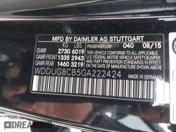 2016 Mercedes-Benz S 550 with VIN WDDUG8CB5GA222424, listed as a IAAI auction lot 40413820 with 125,802 mi miles and . Bid and sale history available at carsss.com. Image 9.