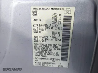 2012 Nissan Pathfinder LE with VIN 5N1AR1NN0CC609284, listed as a IAAI auction lot 41544407 with 278,441 mi miles. Bid and sale history available at carsss.com. Image 9.