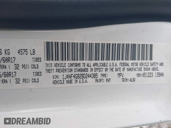 2011 Jeep Patriot Latitude X with VIN 1J4NF4GB2BD244385, listed as a IAAI auction lot 41683261 with 103,330 mi miles and . Bid and sale history available at DreamBid. Image 9.