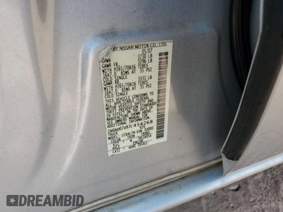 2007 Nissan Frontier Nismo with VIN 1N6AD07U97C454268, listed as a Copart auction lot 64681595 with 139,909 mi miles and Clean title. Bid and sale history available at DreamBid. Image 12.