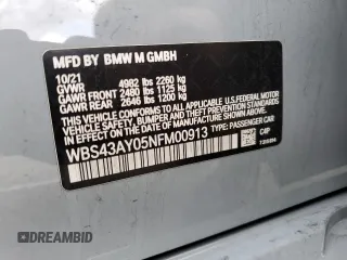 2022 BMW M3 Competition xDrive z VIN WBS43AY05NFM00913, wystawiony jako Copart lot #43442383 z przebiegiem 13 895 mil mil oraz . Historia ofert i sprzedaży dostępna na DreamBid. Obrazek 12.