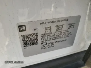2022 Chevrolet Bolt EV 1LT with VIN 1G1FW6S0XN4116579, listed as a Copart auction lot 41822115 with 42,549 mi miles and Salvage title. Bid and sale history available at DreamBid. Image 12.