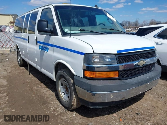 2017 Chevrolet Express Passenger LT with VIN 1GAZGPFF4H1242182, listed as a IAAI auction lot 42020122 with 51,100 mi miles and . Bid and sale history available at DreamBid. Image 1.