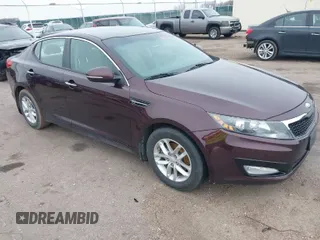 2013 Kia Optima LX with VIN 5XXGM4A78DG244053, listed as a IAAI auction lot 41965101 with 190,780 mi miles. Bid and sale history available at carsss.com. Image 1.
