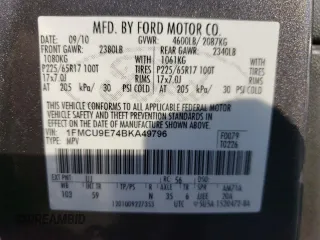 2011 Ford Escape Limited with VIN 1FMCU9E74BKA49796, listed as a Copart auction lot 74531464 with 117,531 mi miles and Clean Title. Bid and sale history available at DreamBid. Image 13.