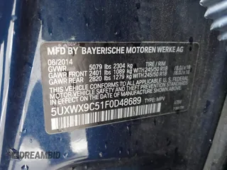 2015 BMW X3 xDrive28i z VIN 5UXWX9C51F0D48689, wystawiony jako IAAI lot #41794261 z przebiegiem Nie podano mil oraz . Historia ofert i sprzedaży dostępna na DreamBid. Obrazek 9.