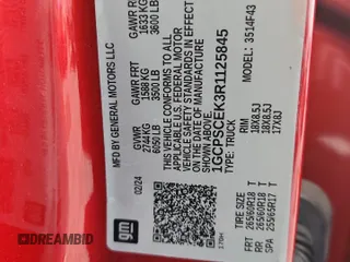 2024 Chevrolet Colorado 2WD LT с VIN 1GCPSCEK3R1125845, выставлен на аукционе Copart как лот 59606625 с пробегом 11 230 миль миль и Списание • Salvage title. История ставок и продаж доступна на DreamBid. Изображение 12.
