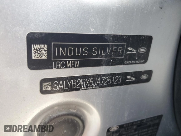 2018 Land Rover Range Rover Velar S with VIN SALYB2RX5JA725123, listed as a Copart auction lot 52587305 with 103,063 mi miles and Salvage title. Bid and sale history available at DreamBid. Image 13.