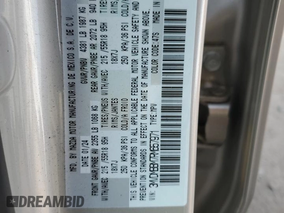 2024 Mazda CX-30 S Select Sport with VIN 3MVDMBBM7RM657971, listed as a Copart auction lot 59873125 with 9,355 mi miles and Salvage title. Bid and sale history available at DreamBid. Image 14.