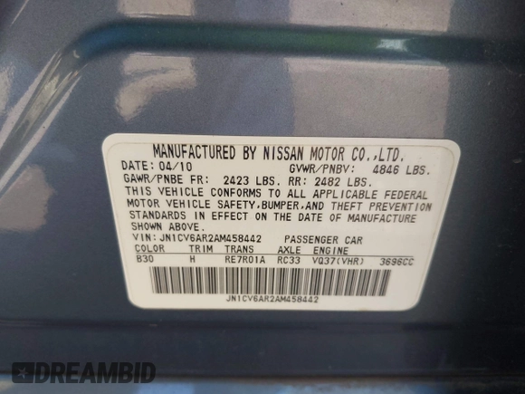 2010 Infiniti G37 x with VIN JN1CV6AR2AM458442, listed as a IAAI auction lot 42148990 with 79,918 mi miles. Bid and sale history available at carsss.com. Image 9.