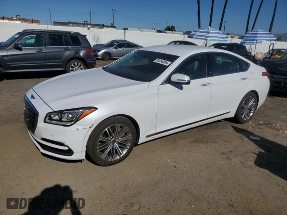 2019 Genesis G80 3.8L with VIN KMTFN4JEXKU326897, listed as a Copart auction lot 81956804 with 57,435 mi miles and Salvage Title. Bid and sale history available at DreamBid. Image 1.