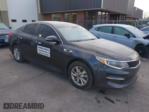 2017 Kia Optima LX with VIN 5XXGT4L32HG156845, listed as a IAAI auction lot 41402224 with 126,529 mi miles. Bid and sale history available at carsss.com. Image 1.