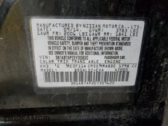 2014 Nissan Sentra SV z VIN 3N1AB7AP2EY309620, wystawiony jako Copart lot #57962065 z przebiegiem 159 247 mil mil oraz Szkoda całkowita • Salvage title. Historia ofert i sprzedaży dostępna na DreamBid. Obrazek 13.