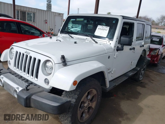 2017 Jeep Wrangler Unlimited Sahara with VIN 1C4HJWEG0HL595144, listed as a IAAI auction lot 41644511 with 143,512 mi miles. Bid and sale history available at carsss.com. Image 2.