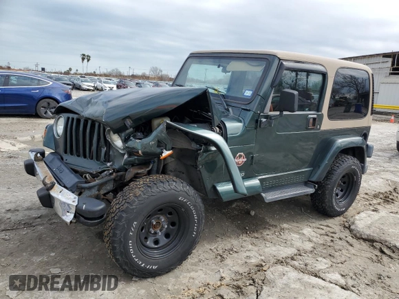2002 Jeep Wrangler Sahara with VIN 1J4FA59S22P712913, listed as a Copart auction lot 43350115 with 86,320 mi miles and Salvage Title. Bid and sale history available at carsss.com. Image 1.