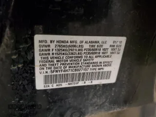 2012 Honda Pilot EX-L with VIN 5FNYF4H71CB027157, listed as a Copart auction lot 52934365 with 159,917 mi miles and Salvage Title. Bid and sale history available at carsss.com. Image 15.