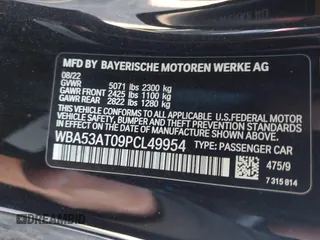 2023 BMW 4 Series M440i with VIN WBA53AT09PCL49954, listed as a IAAI auction lot 41478951 with 27,105 mi miles and . Bid and sale history available at DreamBid. Image 9.