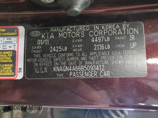 2011 Kia Optima EX with VIN KNAGN4A66B5093412, listed as a Copart auction lot 55491405 with 196,759 mi miles and Clean Title. Bid and sale history available at carsss.com. Image 12.