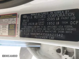 2016 Kia Rio LX with VIN KNADM5A35G6621542, listed as a IAAI auction lot 41862287 with 118,247 mi miles. Bid and sale history available at carsss.com. Image 9.