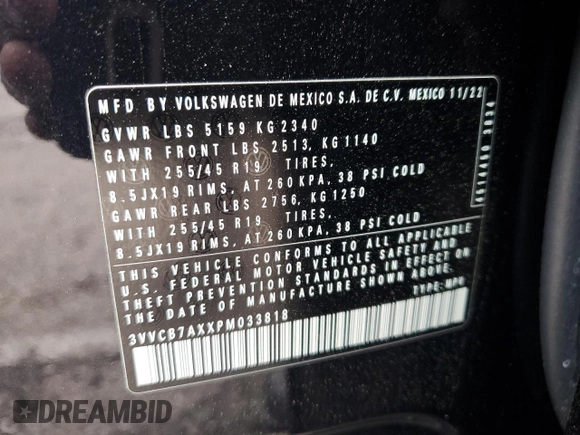 2023 Volkswagen Tiguan SE R-Line Black z VIN 3VVCB7AXXPM033818, wystawiony jako Copart lot #48759425 z przebiegiem 24 260 mil mil oraz Szkoda całkowita • Salvage title. Historia ofert i sprzedaży dostępna na DreamBid. Obrazek 14.