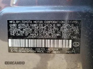 2016 Lexus IS 300/350 with VIN JTHCM1D24G5005300, listed as a Copart auction lot 60773895 with 83,343 mi miles and Non repairable. Bid and sale history available at DreamBid. Image 12.