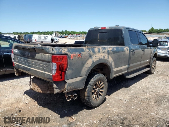2021 Ford F-350 XL with VIN 1FT8W3BT1MEC69708, listed as a Copart auction lot 56928725 with 106,637 mi miles and Salvage title. Bid and sale history available at DreamBid. Image 3.