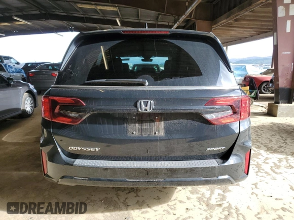 2025 Honda Odyssey Sport-L with VIN 5FNRL6H79SB004328, listed as a Copart auction lot 50122735 with 1,873 mi miles and Salvage Title. Bid and sale history available at carsss.com. Image 6.