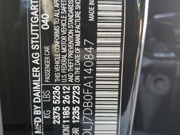 2015 Mercedes-Benz CLS 550 with VIN WDDLJ7DB0FA140847, listed as a Copart auction lot 81821984 with 134,692 mi miles and Salvage title. Bid and sale history available at DreamBid. Image 12.