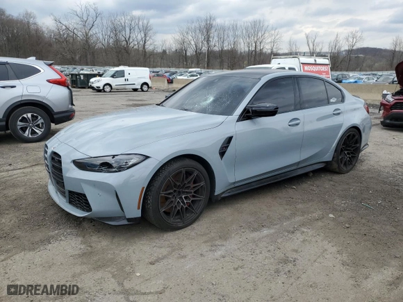 2023 BMW M3 Competition xDrive with VIN WBS43AY07PFP20074, listed as a Copart auction lot 52429265 with 31,669 mi miles and Salvage Title. Bid and sale history available at carsss.com. Image 1.