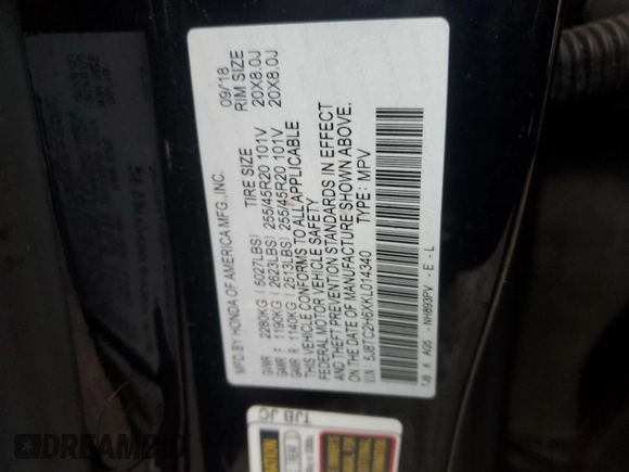 2019 Acura RDX w/A-Spec Pkg with VIN 5J8TC2H6XKL014340, listed as a Copart auction lot 82441563 with 81,474 mi miles. Bid and sale history available at carsss.com. Image 13.