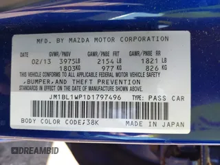 2013 Mazda 3 i Grand Touring with VIN JM1BL1WP1D1797496, listed as a IAAI auction lot 42166470 with 144,025 mi miles and . Bid and sale history available at DreamBid. Image 9.