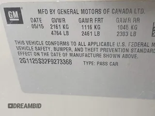 2015 Chevrolet Impala LT с VIN 2G1125S32F9273368, выставлен на аукционе IAAI как лот 42392110 с пробегом 161 939 миль миль и . История ставок и продаж доступна на DreamBid. Изображение 9.