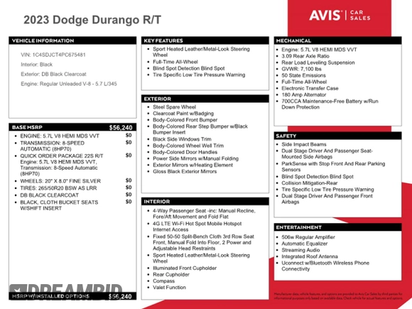 2023 Dodge Durango R/T z VIN 1C4SDJCT4PC675481, wystawiony jako Copart lot #78144094 z przebiegiem Nie podano mil oraz Nie do naprawy • Non repairable. Historia ofert i sprzedaży dostępna na DreamBid. Obrazek 13.