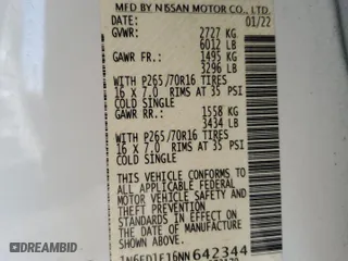 2022 Nissan Frontier SV with VIN 1N6ED1EJ6NN642344, listed as a Copart auction lot 50182595 with 81,228 mi miles and Salvage Title. Bid and sale history available at carsss.com. Image 12.