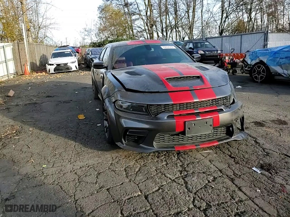 2022 Dodge Charger SRT Hellcat Widebody with VIN 2C3CDXL97NH155124, listed as a Copart auction lot 82694254 with 27,678 mi miles and Salvage Title. Bid and sale history available at carsss.com. Image 10.